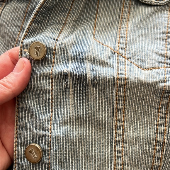 Anthropologie Pilcro Classic Denim Railroad
Stripe Jacket size large - Picture 5 of 10